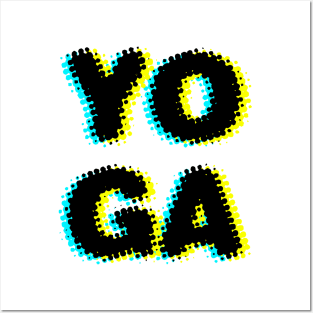 Yoga Halftone Black Posters and Art